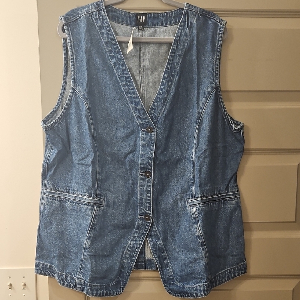 GAP LONGLINE DENIM VEST